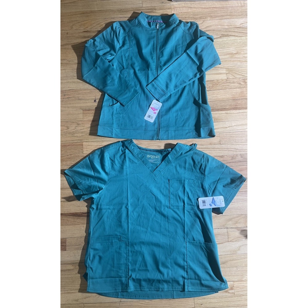 LOTS OF 2 Ergo 2.0 Women Scrub Top Only Green Size ( Long and Short Sleeve) NWT